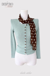 mint dot scarf cardigan
