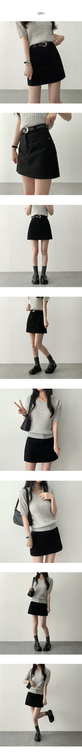 Loader cotton A-line miniskirt + belt set