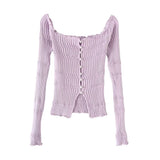 Pearl Burton Shirring V-neck Long Sleeve T-shirt