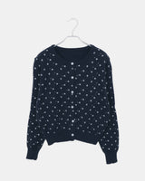 The Ring Flower Round Neck Long Sleeve Knit Cardigan