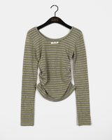 カッカンストライプシャーリングローズリボンTシャツ