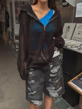 Tizzy Damage Black Denim Half Pants