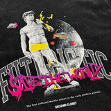 "FUTURISTIC" プリント半袖ウォッシュドTシャツ