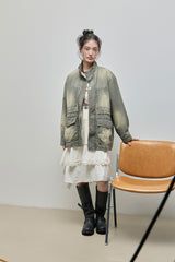 Unbalanced Lace Midi Skirt_Ivory