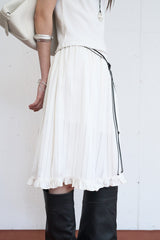 Satin Frill Midi Skirt (Ivory)