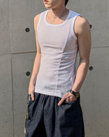 Cutting Line Ribbed Sleeveless Top