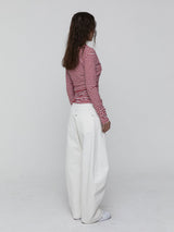 Side Shirring Stripe Top_Red