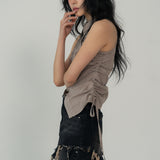 スリーブレスシャーリングシャツ (BEIGE)