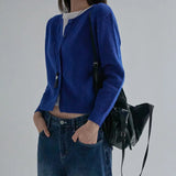 [Paroti] Round-Button Long-Sleeve Cardigan - 5 Colors