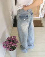 ディンティバックポケットワイドデニムパンツ
