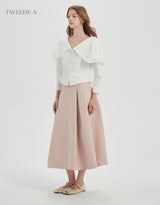 May pintuck flare long skirt