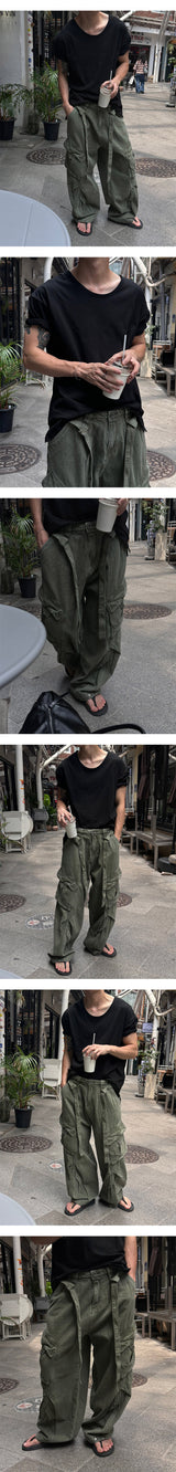 [Unisex] デザートベルトウォッシングカーゴパンツ(3color)
