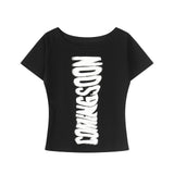 Lettering Round Half T-shirt