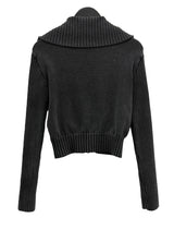 Hard high-neck washed knit zip-up