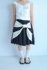 big ribbon skirt(grey×white)