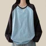 Billy color matching nagrang loose fit long sleeve tee