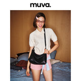 muva. 本革 ホーボー 大容量 通勤 2WAY ショルダーバッグ