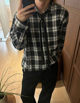 [Unisex] クロップチェックシャツ(3color)