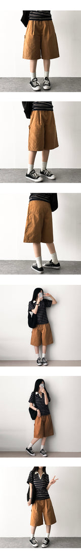 ジュードピンタックプリーツカーフェンダーバミューダパンツ