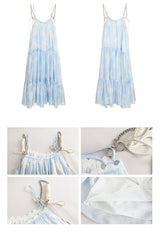 Sky Cloud Cancan Sleeveless Long One Piece