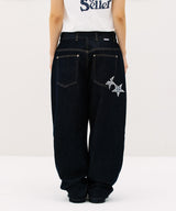 CHECK APPLIQUE DENIM PANTS BLUE(CV2GSFD111A)