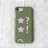 Dot Star Olive Pink Card Wallet Glossy Hard Case