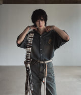 Summer shea damage washed denim half shirt