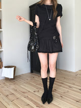 レース バックル ミニ スカート パンツ