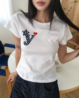 ダティンドットプリンテッドショートスリーブTシャツ