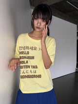 Bonju-Hi Letter Semi-Cropped Basic Fit T-Shirt 5color