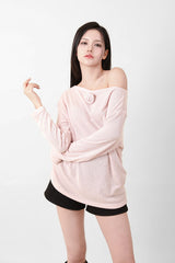 Loose Fit Corsage Knit Pink