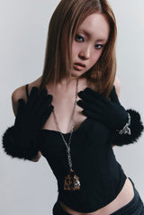 BEADED MICRO BAG & MULTI CHAIN (LEOPARD BROWN)