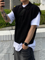 V neck collar knit vest 4C