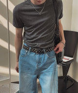 リアン マッスルフィット リブ ショートスリーブ Tシャツ