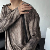 ENOC Grunge dyeing Shoulder Snap Long Sleeve T-shirt (2 colors)