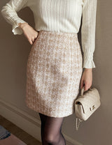 25FW★ Shumed Pearl Tweed H-Line Mini Skirt