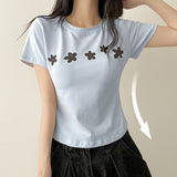 Flower Point Slim Short-Sleeved T-Shirt