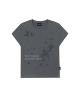 Pixel Fairy Graphic Cap Sleeve T-shirt - STEEL GRAY