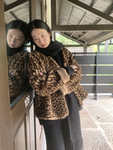 High-End Leopard Suede Fur Jacket