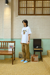 ベージュパピーホワイト半袖tシャツ
