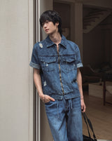 Ute Vintage Crop Short Sleeve Denim Jacket