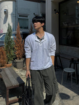 Thorpe layered long-sleeve henley neck