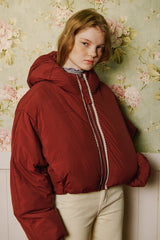 Shirring Hood Padding Jacket [Redwine]