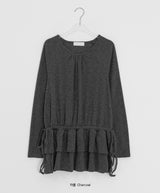 ポルペンフリルラウンドロングスリーブTシャツ