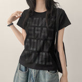 Tape Lettering Loose Slim-Fit Short-Sleeved T-shirt (3 colors)