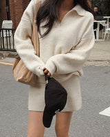 Niyou V-neck knitwear & short pants set