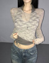 ditto lace long t-shirts(3 color)