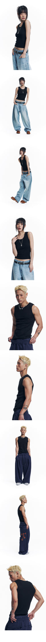 Ribbed Cutout Sleeveless - Black