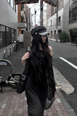 see-through overfit knit cape