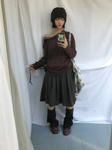 Feminine Flat Neck Long T-Shirt